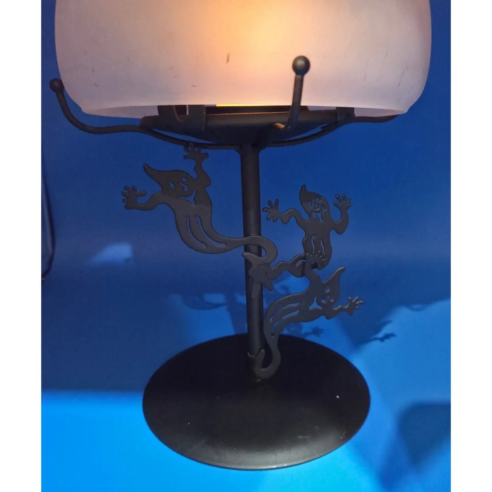 PartyLite Vintage Shadow Dancer Ghost Tealight Lamp Frosted Glass Shade Retrired
